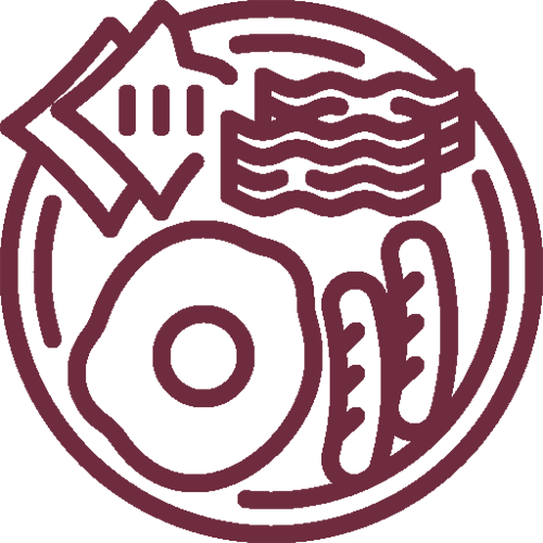 A plate of breakfast foods icon.