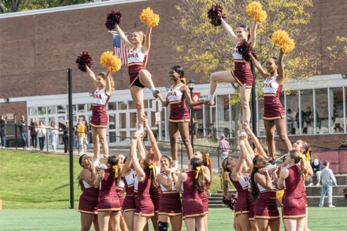 Iona cheerleading perform on Mazzella Field. 
