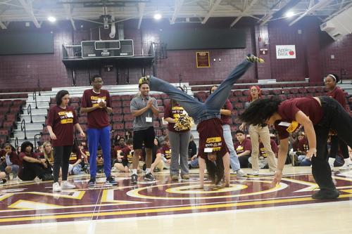 Students in the dance club practicing.