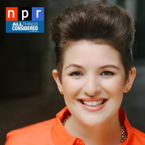 Nora Slonimsky and NPR logo.