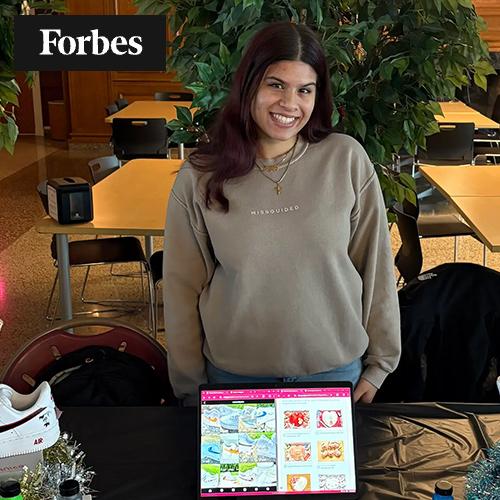 Nicolette Zaffuto and Forbes logo.