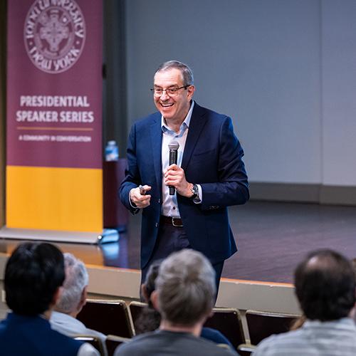 David Autor speaking at the Future of Work conference at Iona University.