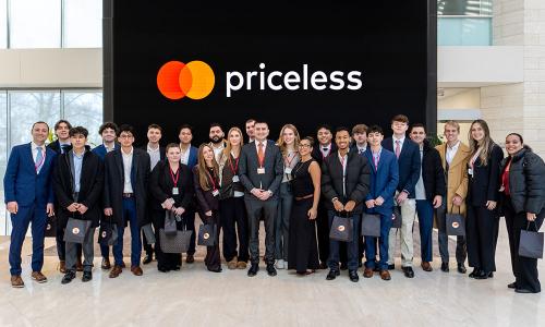 Mastercard site visit, group photo of faculty and students.
