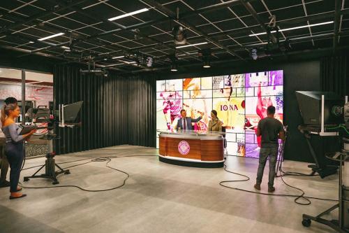 An artist rendering of the new TV studio.
