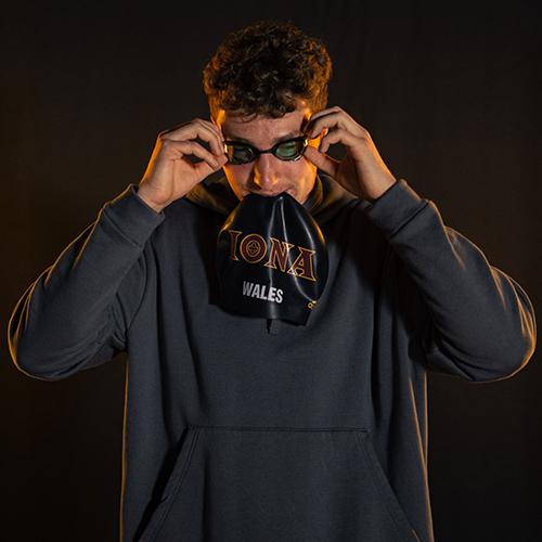 Nate with his swim gear.