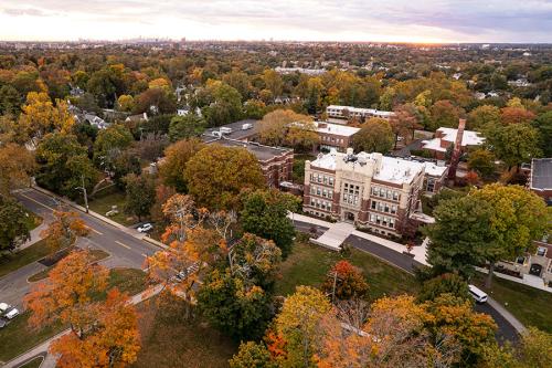 A drone image of the Bronxville campus.