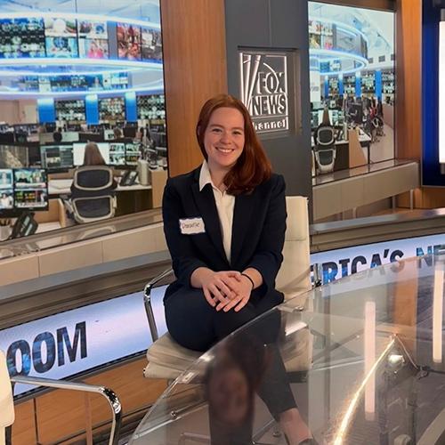 Iona student Danielle DeMattia at her internship at FOX News.